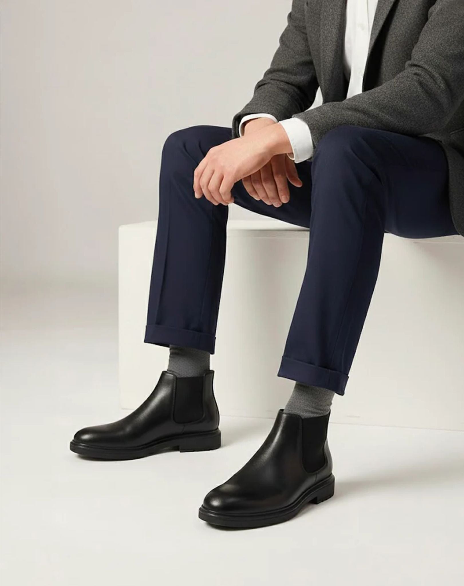 Heren Zwarte Chelsea Boots van Leer