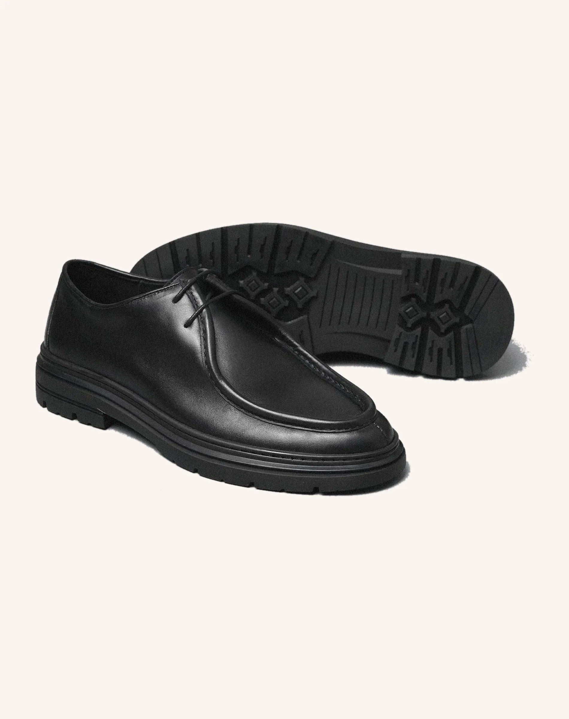 Men Black Lace Up Derby Shoes Round Toe
