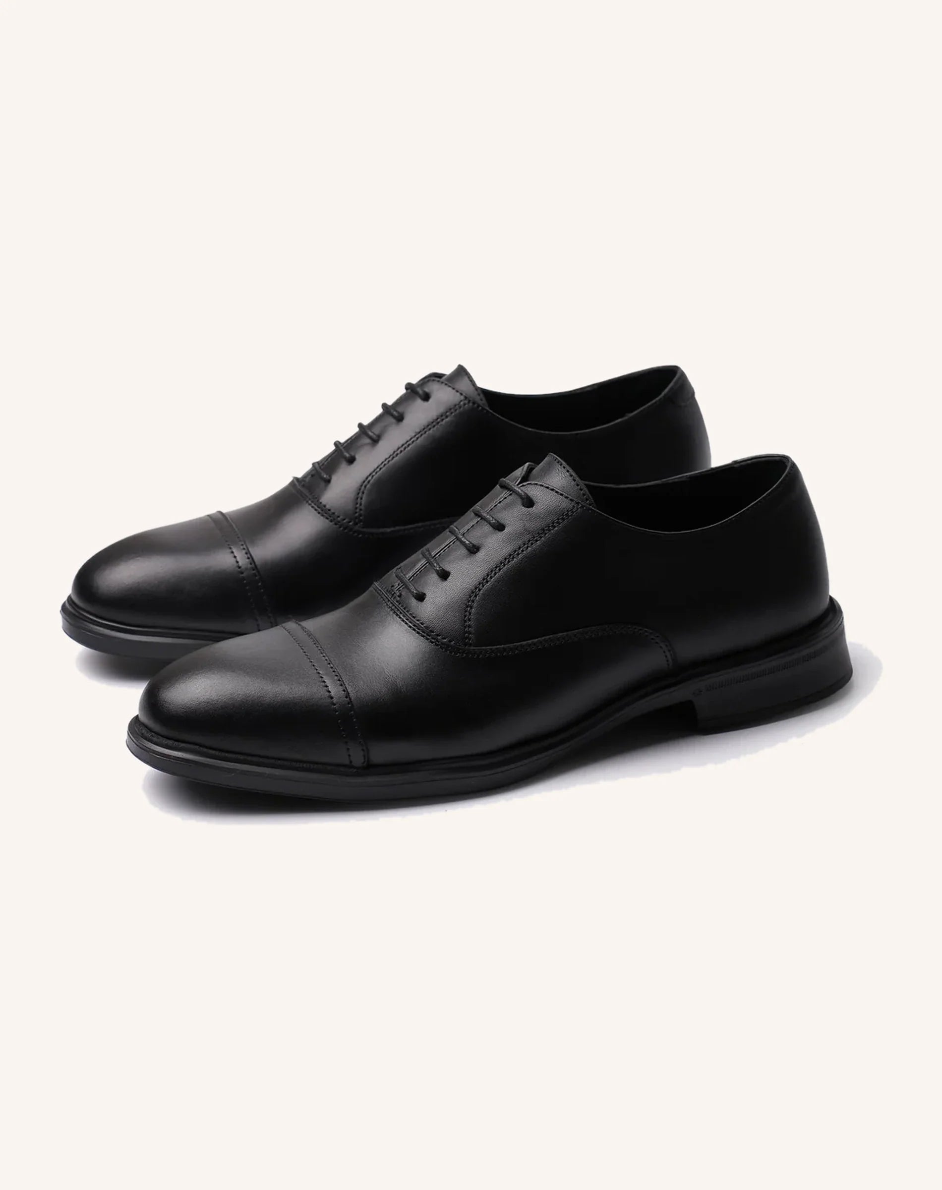 Men Black Oxford Dress Shoes Cap Toe Formal Shoes