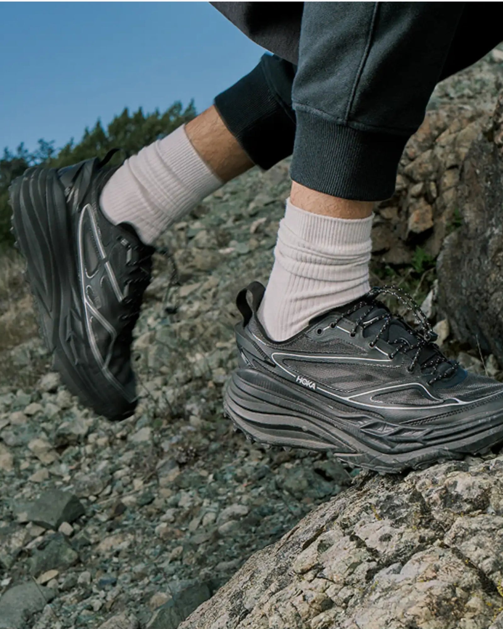 HOKA Stinson One7 Black Silver Sneakers