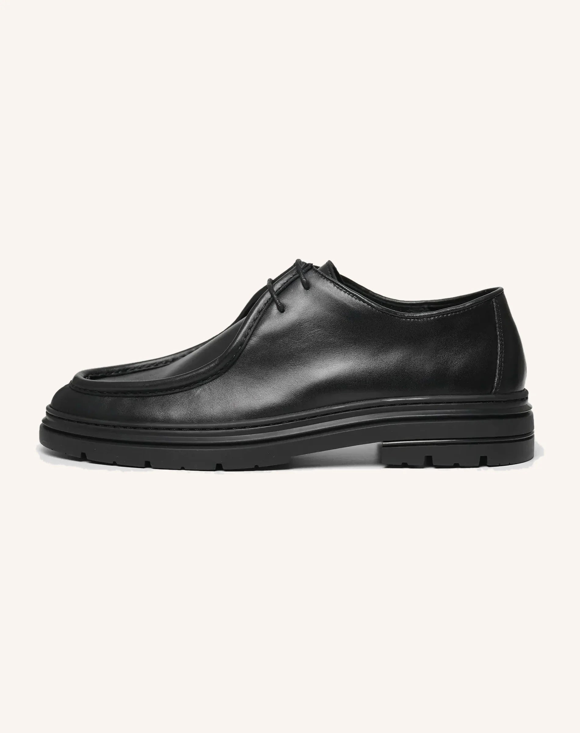 Men Black Lace Up Derby Shoes Round Toe