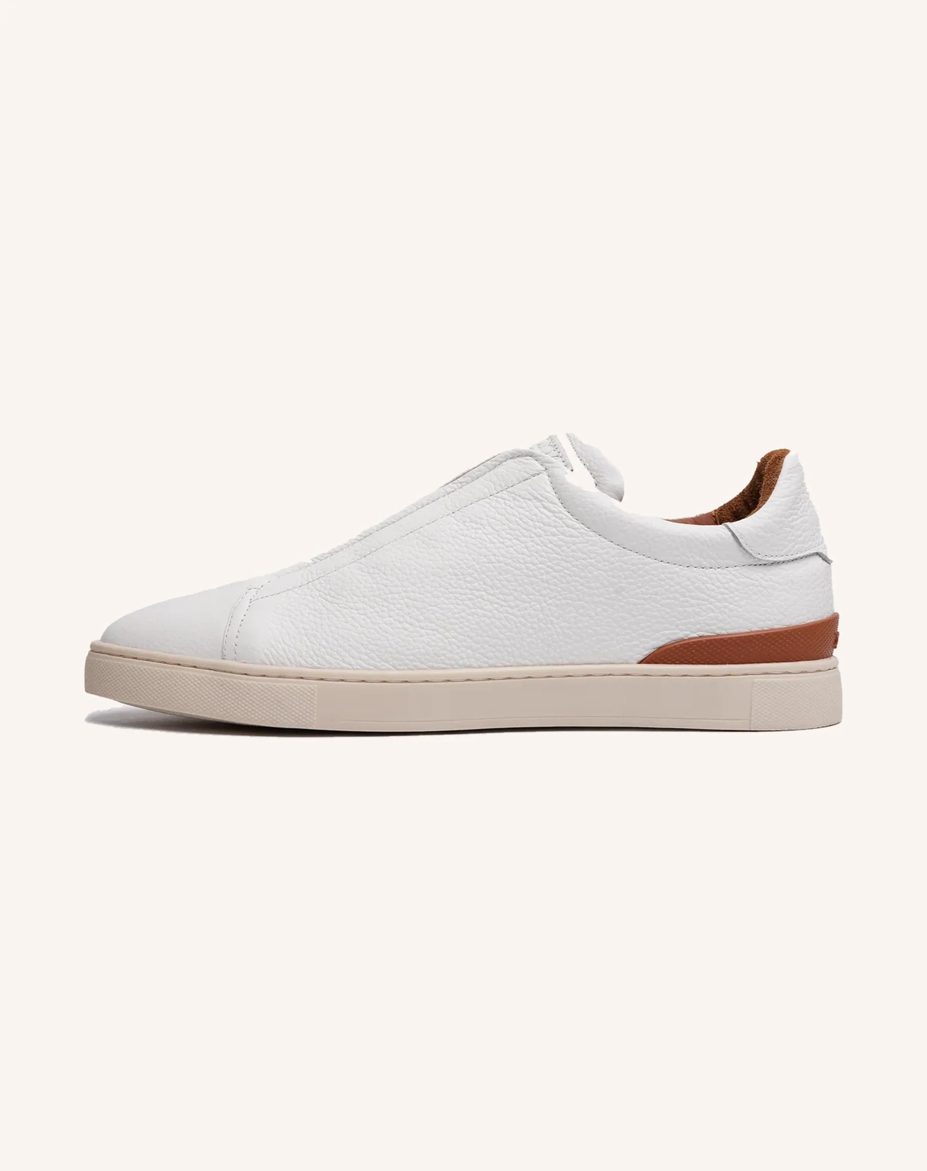 Men Goatskin Leather Slip On Low Top Sneakers